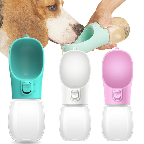 Mavero portable dog water bottle with leakproof drinking bowl for small and large dogs, cats, outdoor walks, and travel.
